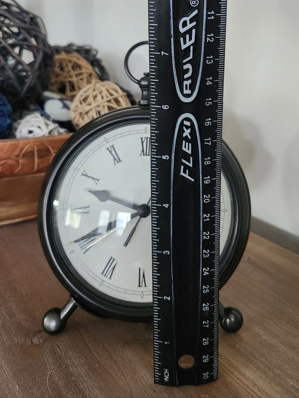 Pottery Barn Black Metal Tabletop Clock Roman Numerals Vintage Style Decor